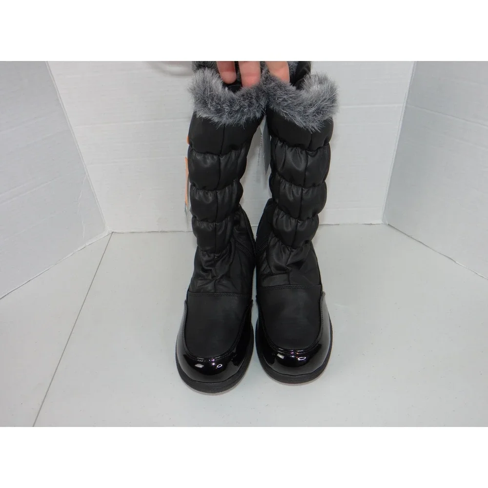 Sporto Eco System Womens Black Quilted Faux Fur Trim Winter Boots Size 10 NEW